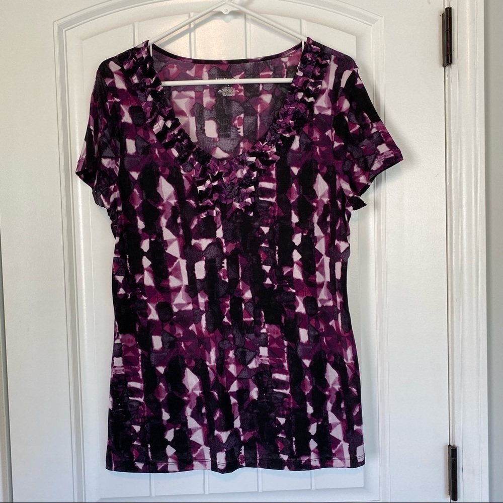 Merona Purple & Black Sheer Top Size Large